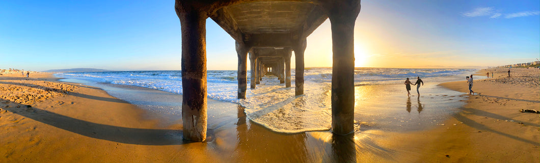 Manhattan Beach Pier printed on live edge wood.