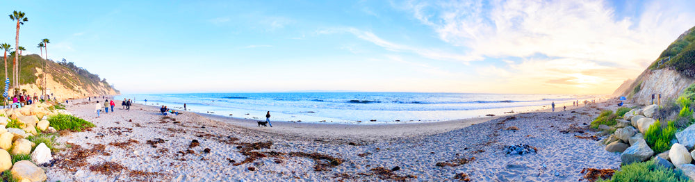 Hendry's Beach Sunset printed on natural pine wood.